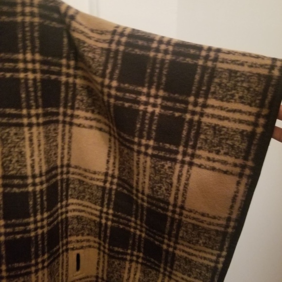 Fleece Plaid Shrug Shawl Wrap with Loop Tie Belt - Picture 5 of 5